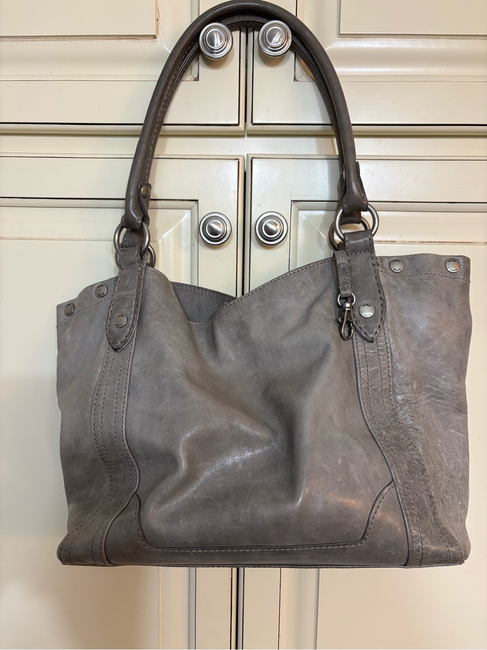 Frye Gray Leather Shoulder Bag